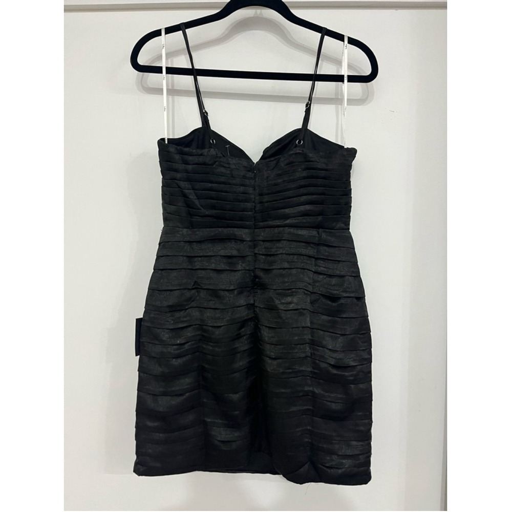 Lulus Completely Stunning Black Pleated Satin Bodycon Mini Dress SZ Medium - Picture 5 of 9